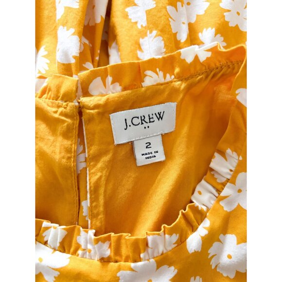 J.Crew Printed Sleeveless Tiered Mini Dress in Cotton Poplin Yellow White Floral - Picture 3 of 3